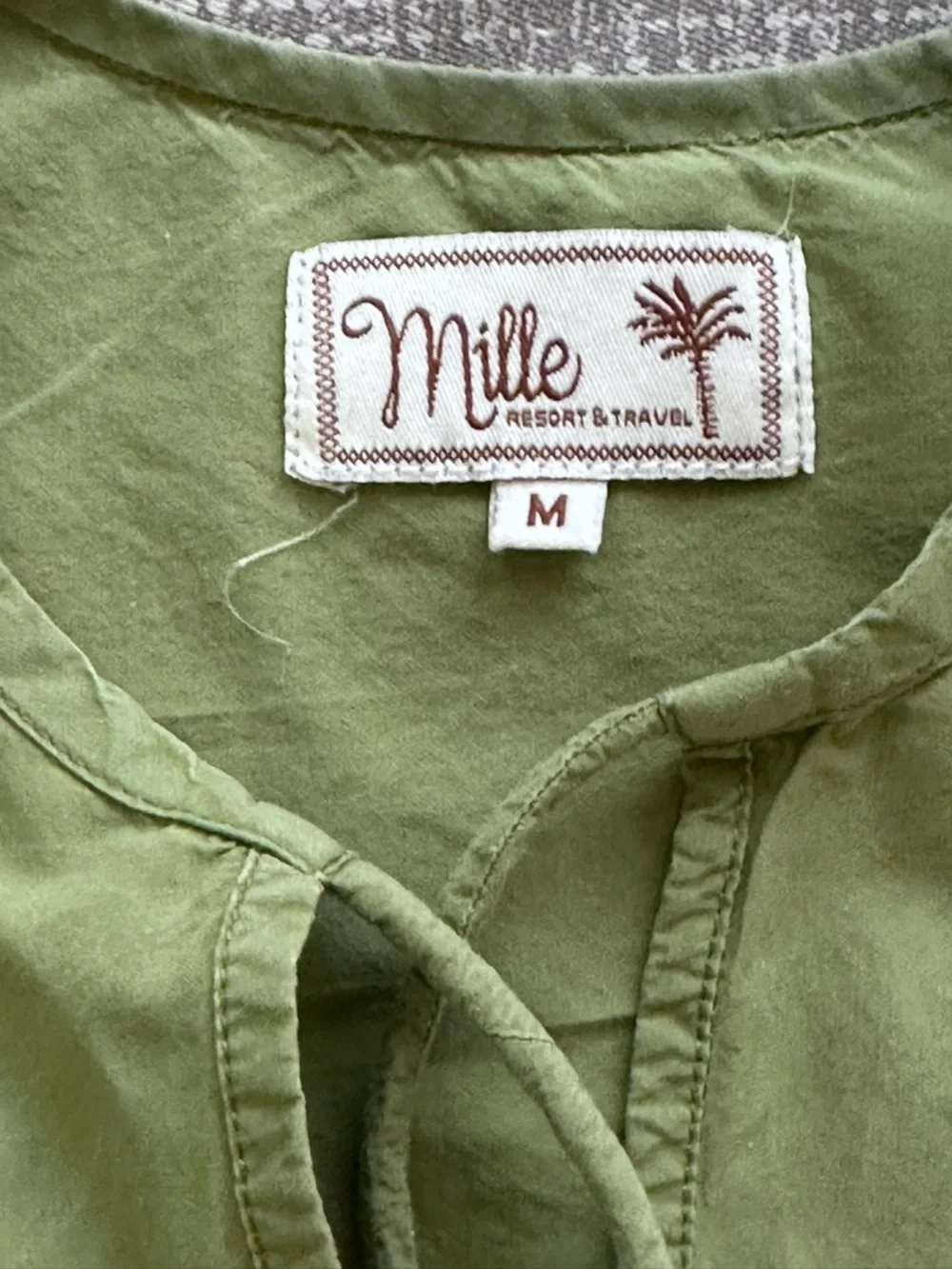 Millie Resort & Travel Olive Green Puff Sleeve Babydoll Dress Medium - Picture 4 of 14
